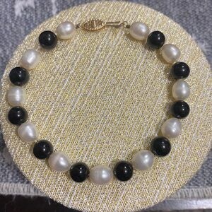 Freshwater Large Pearls 10K Gold Bracelet